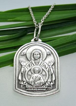 Серебряная ладанка "икона божией матери «знамение»"3 фото
