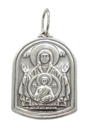 Серебряная ладанка "икона божией матери «знамение»"1 фото