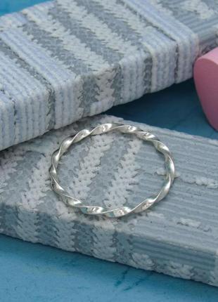Серебряное кольцо тонкое "витой ободок"10 фото