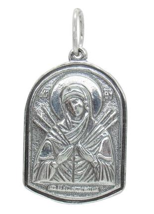 Серебряная ладанка "семистрельная божья матерь"
