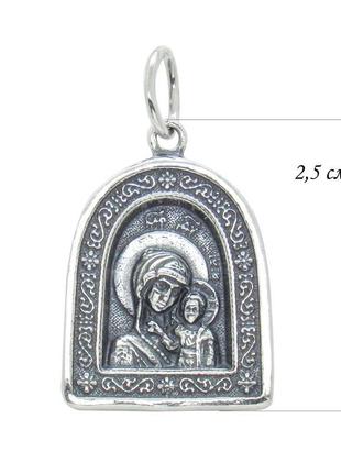 Серебряная ладанка "казанская икона божьей матери 4"2 фото