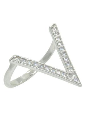 Серебряное кольцо "v-образное в камнях" на фалангу или палец2 фото