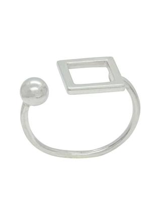 Серебряное кольцо "квадрат и шарик" на фалангу или палец2 фото