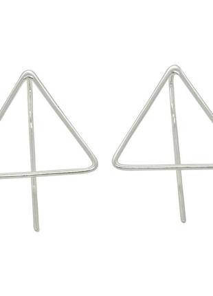 Срібні сережки "трикутник і паличка"2 фото