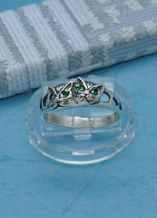 Серебряное кольцо "котики" на палец или на фалангу5 фото