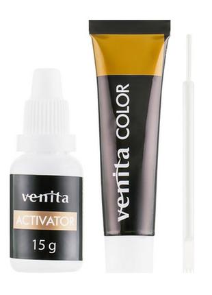 Крем-фарба для брів чорна 1.0 venita henna color eyebrow tint cream2 фото