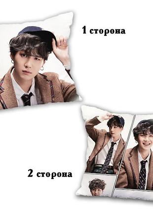 Подушка kpop bts шуга agust d двухсторонняя 40х40 см (p0037)