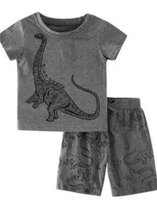 Berni kids костюм для мальчика 2 в 1 с изображением динозавров серый dino snore