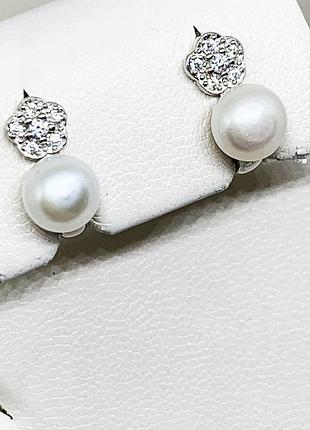 Сережки серебряные с жемчугом 2,57 г