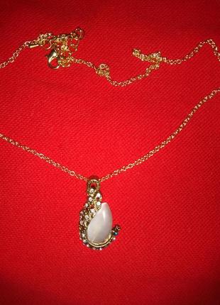 Кулон   "павлин" позолоченный с кристаллами swarovski