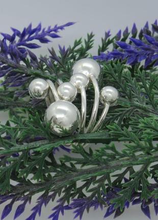 Серебряное открытое кольцо с шариками "роскошь"8 фото