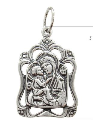 Серебряная ладанка " владимирская икона божией матери"2 фото