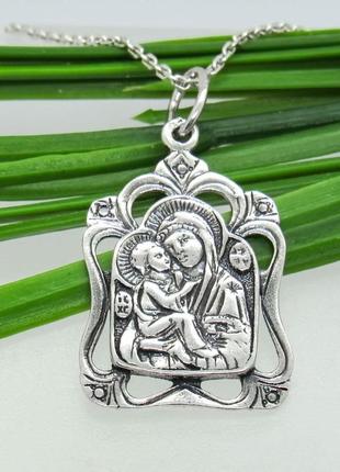 Серебряная ладанка " владимирская икона божией матери"3 фото