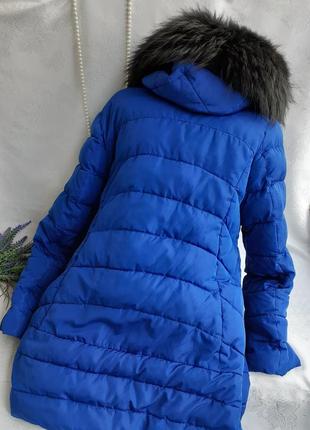 Куртка 🍂❄🍁 olanmear collection пуховик парка пальто удлиненная ассиметричная с натуральным мехом с капюшоном стеганное4 фото