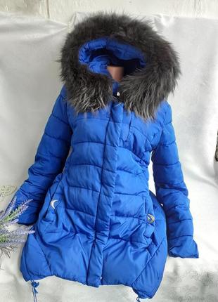 Куртка 🍂❄🍁 olanmear collection пуховик парка пальто удлиненная ассиметричная с натуральным мехом с капюшоном стеганное3 фото