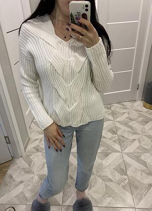 Свитер, джемпер білий в’язаний жіночий s