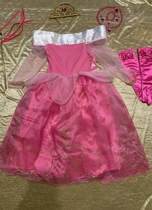 Атласное карнавальное платье карнавальный костюм disney принцессы авроры или рапунцель на 4-5 лет6 фото