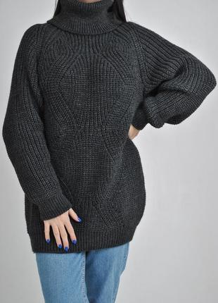 Теплый зимний удлиненный свитер