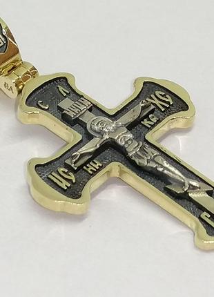 Золотой крестик. распятие христа. артикул 11538-чевро2 фото
