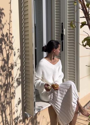 Пуловер шерстяний свитер молочного цвета h&m шерсть альпака