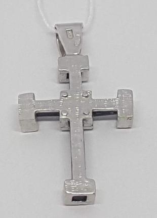 Серебряный крест с каучуком и фианитами.   5541757 мал3 фото