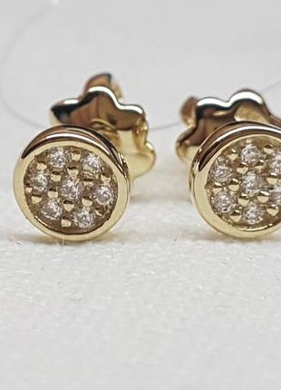 Золоті сережки-пуссети з фіанітами.   602-00102