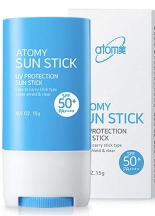 Защитный стик от солнечных лучей для лица и тела spf50+,pa++++. 15 грамм. атоми-корея.