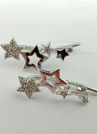 Серебряные серьги-каффы с фианитами. 902-01099
