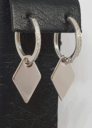 Серебряные серьги 2 в 1. 90201299