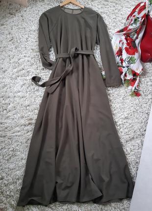 Шикарное длинное платье под пояс /с карманами, франция,  р. 12-144 фото
