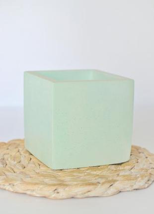 Горщик із бетону "куб 8*8 см". кашпо для сукулентів. вазон для ростен. ємність для свічок.8 фото