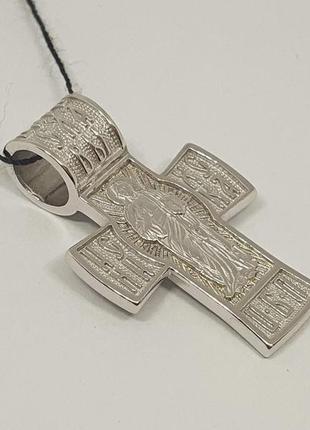 Серебряный крест распятие христа и николай чудотворец.   3533-р2 фото