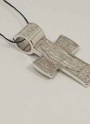 Серебряный крест распятие христа и николай чудотворец.   3533-р3 фото