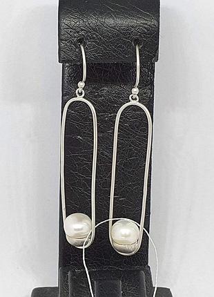 Серебряные серьги с жемчугом. 11121514