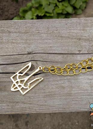 Кулон "герб україни великий. тризуб 39*22 мм". колір золото. на широкому ланцюжку