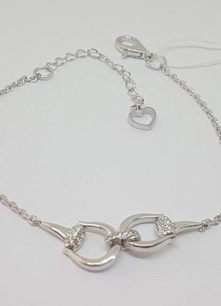 Срібний браслет горельєф з фіанітами.   4180р-cz 17