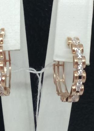 Золотые серьги с фианитами.   111014