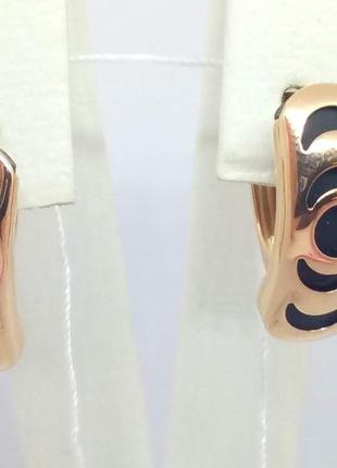 Золотые серьги с каучуком.   930015