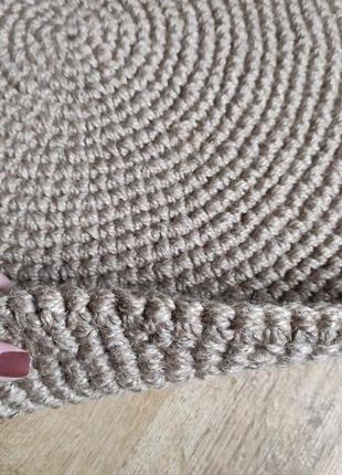 Круглий джутовий килим. маленький плетений килимок.6 фото