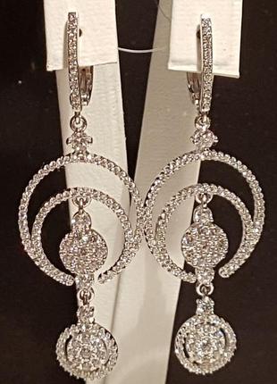 Срібні сережки з фіанітами. 902-00350