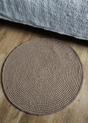 Круглий джутовий килим. маленький плетений килимок.2 фото