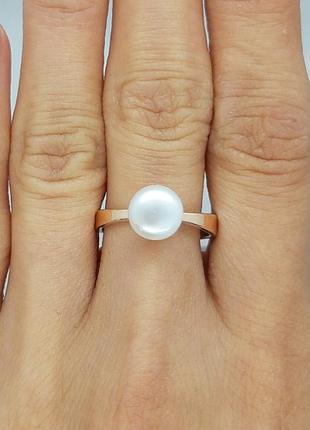 Кільце срібне срібло 925 проби з перлиною