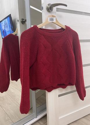 Червоний укорочений светр