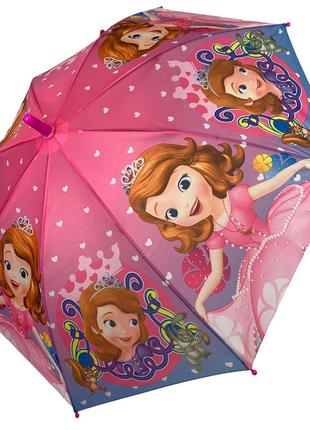 Детский зонт-трость розовый с принцессами и оборками от paolo rossi 031-9