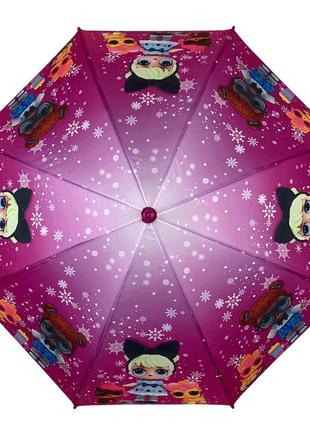 Детский зонт-трость полуавтомат фиолетовый со снежинками "lol" от flagman n147-12 фото