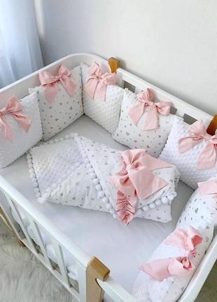 Комплект постели в детскую кроватку с бортиками подушками5 фото