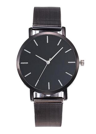 Годинник жіночий металевий чорний з чорним