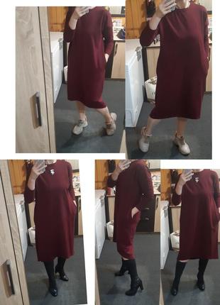 Стильное и комфортное трикотажное платье  миди с карманами ,франция,  р. 38-422 фото