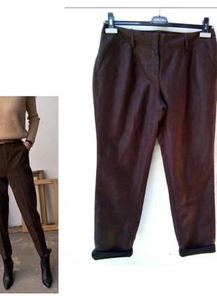 Стильные базовые коричневые брюки экозамш.