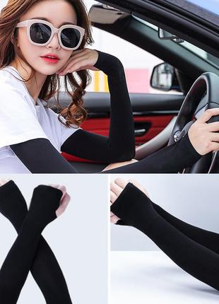 Митенки тонкие, перчатки без пальцев черные lets silim (унисекс)